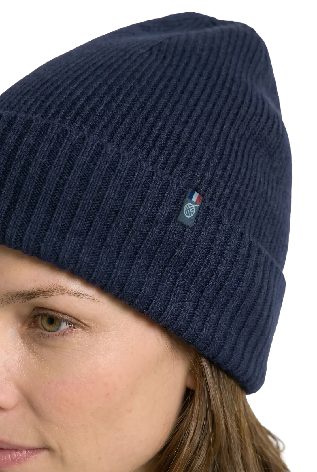 Robin Beanie being worn, hem detail